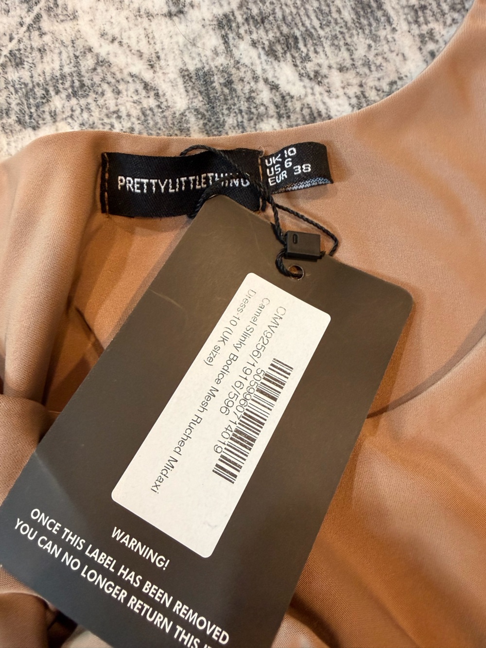 PrettyLittleThing Taupe Ruched Maxi Dress - Picture 2 of 3